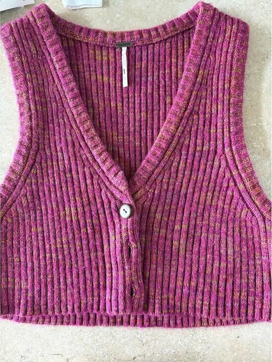 Free People Jackets & Blazers - Free People Ribbed Knit Vest in Pink and Orange